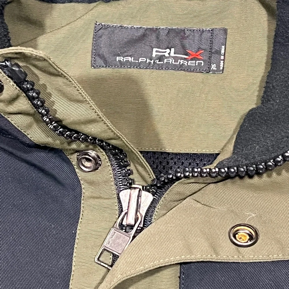 RLX Ralph Lauren Men Colorblock Full Zip‎ Jacket Black Olive Green XL